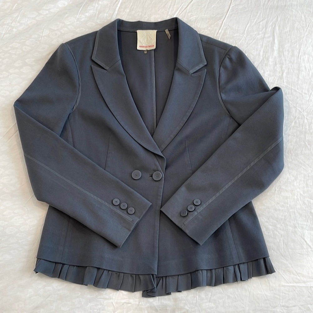 Rebecca Taylor ruffle blazer in steel grey